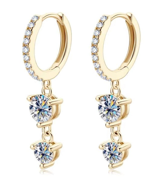 Round Moissanite Long Tassel Earrings - VogueLine