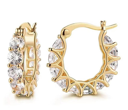 Crystal CZ Hoop Earrings - VogueLine