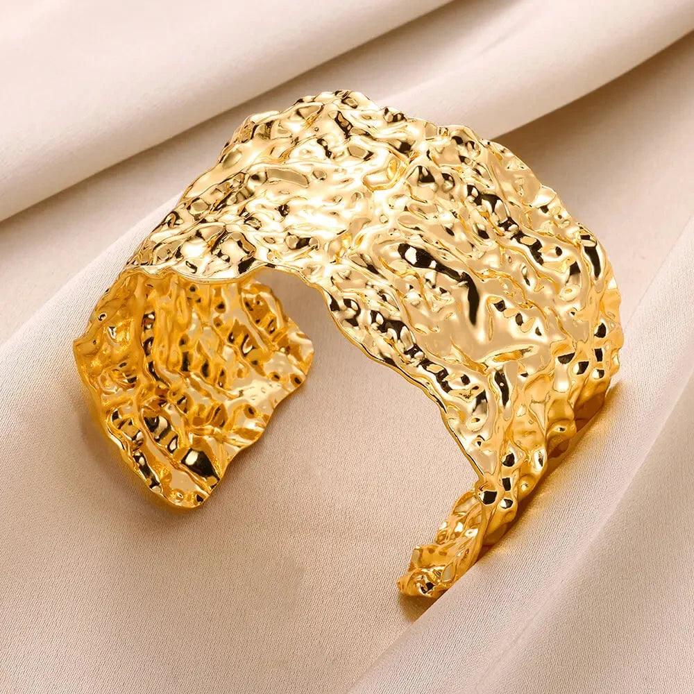 Classic Gold Wrinkle Bangle Bracelet - VogueLine